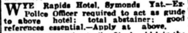 Wye Rapids Hotel Advertisement for Guide