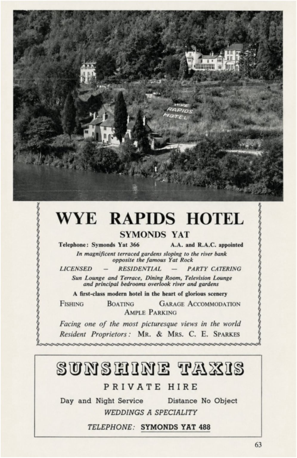Wye Rapids Hotel Advert from the Forest of Dean Guide