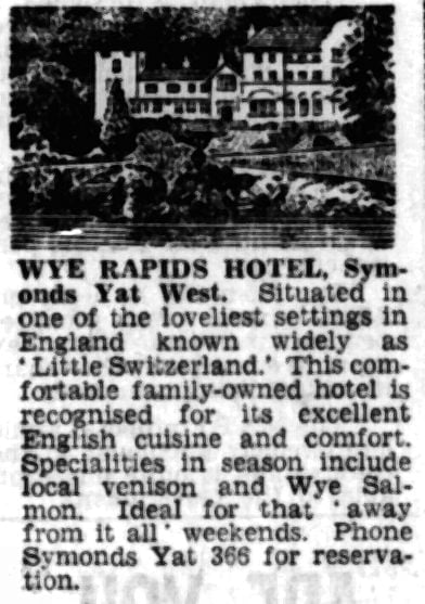 Wye Rapids Hotel Advertisement 1969