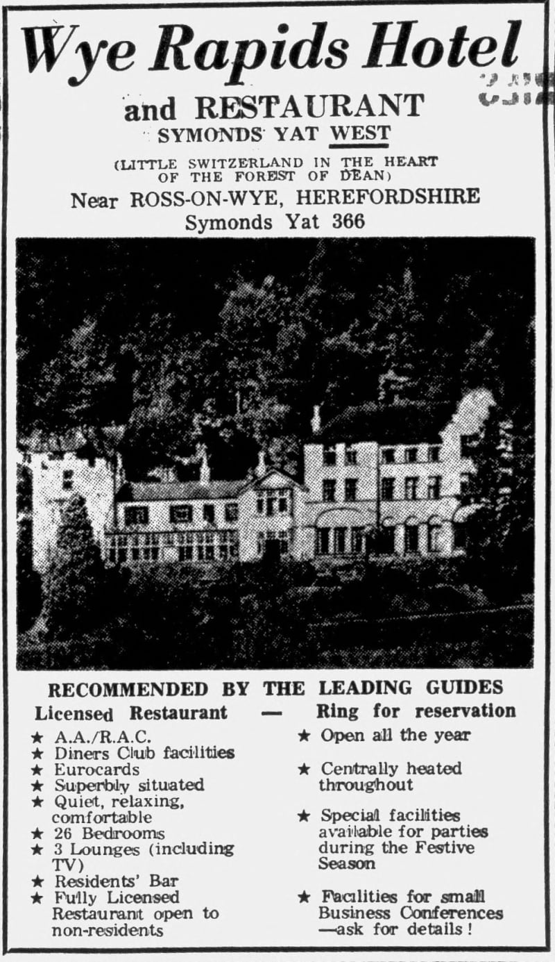 Wye Rapids Hotel Advertisement 1971
