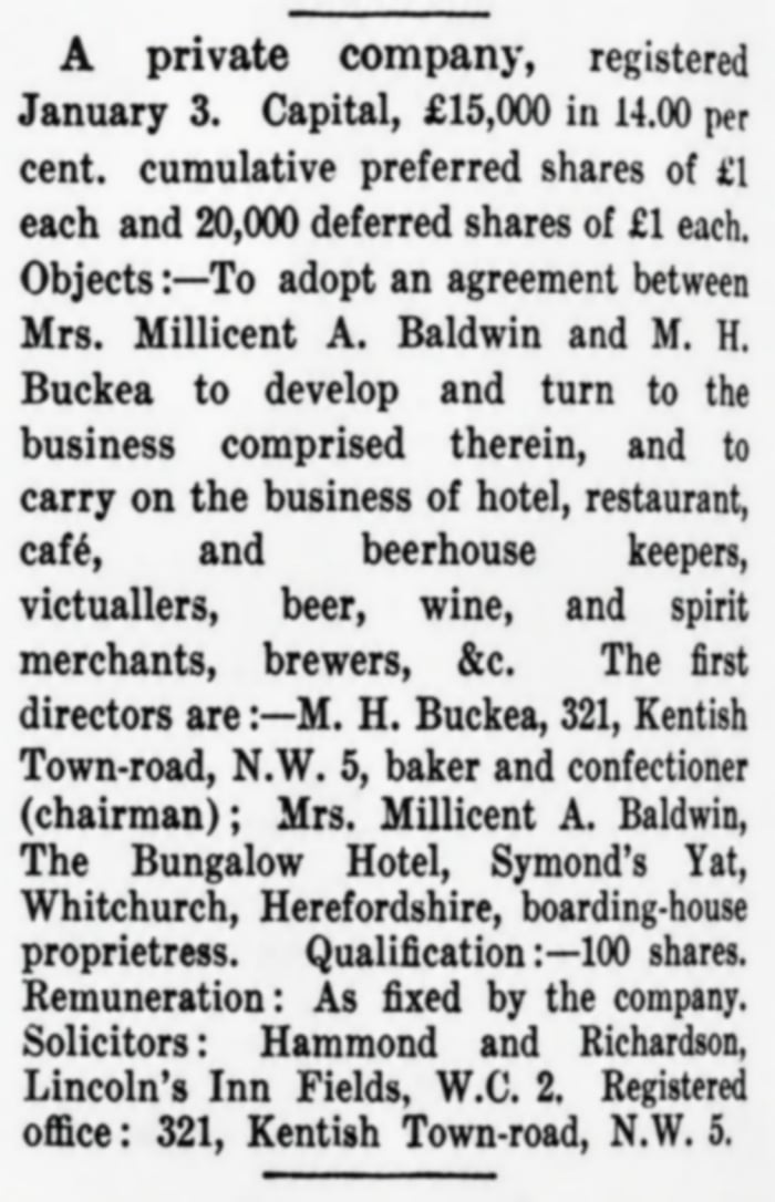 Wye Rapids Hotel Ltd Company Registration